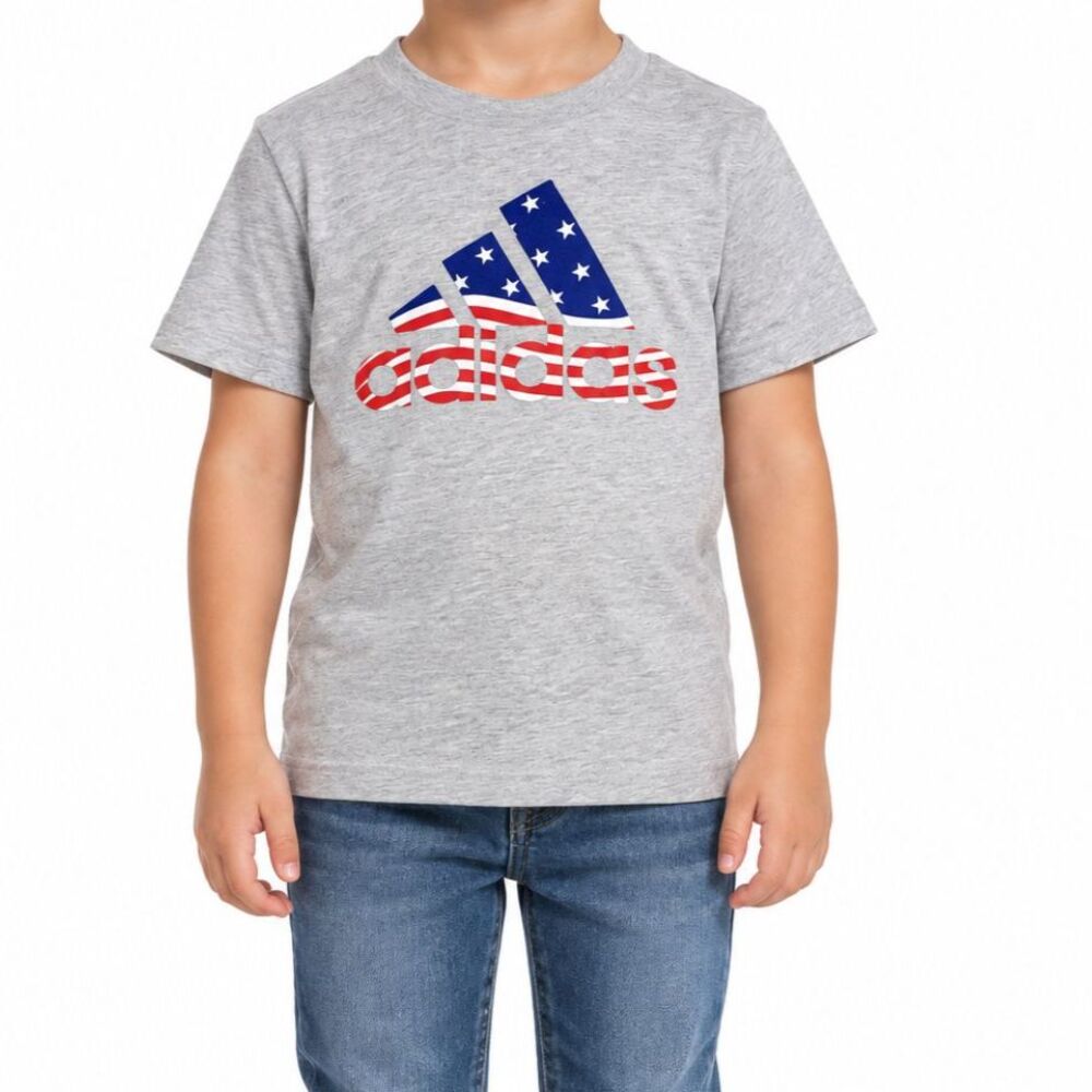 🔥 5 for $30 🔥 Adidas Boys Red, White & Blue Logo Short Sleeve T-Shirt | 5T